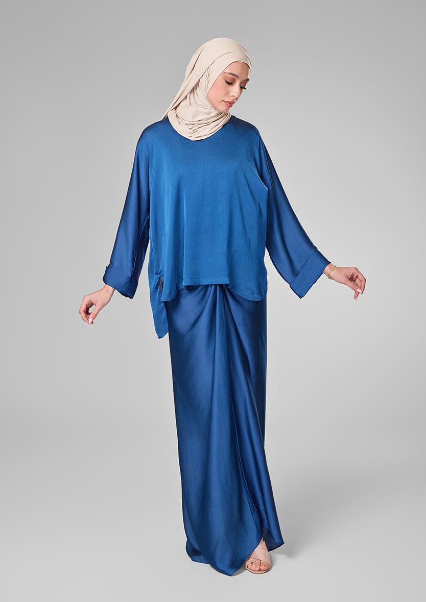 Navy Blue-Lined Sarong and Top Set