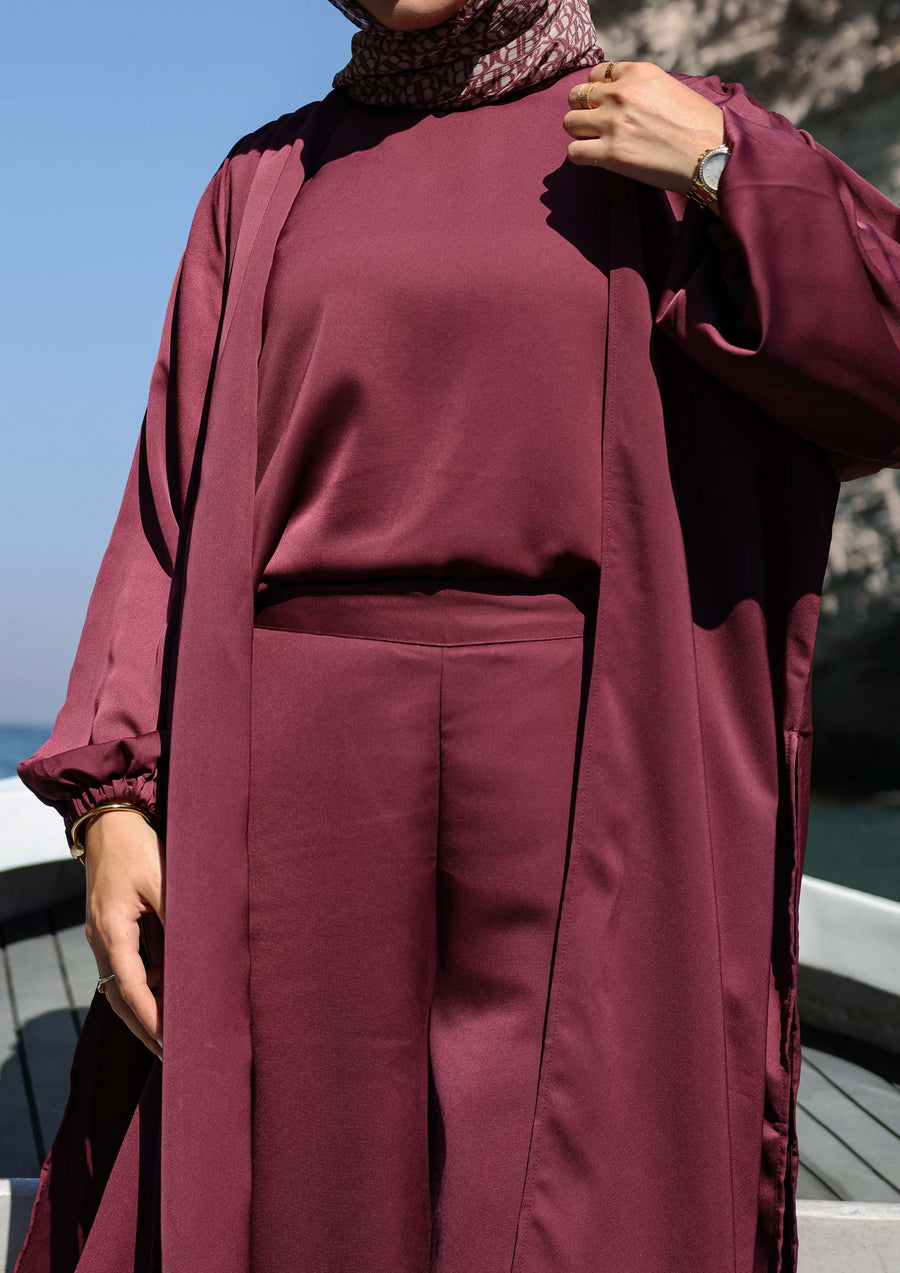 Burgundy - Haya 3 Piece Co-ord Set