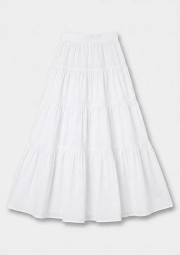 Capri Ruffle Maxi Skirt - White