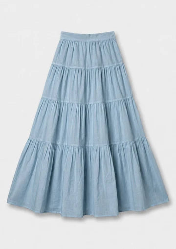 Capri Ruffle Maxi Skirt - Baby Blue