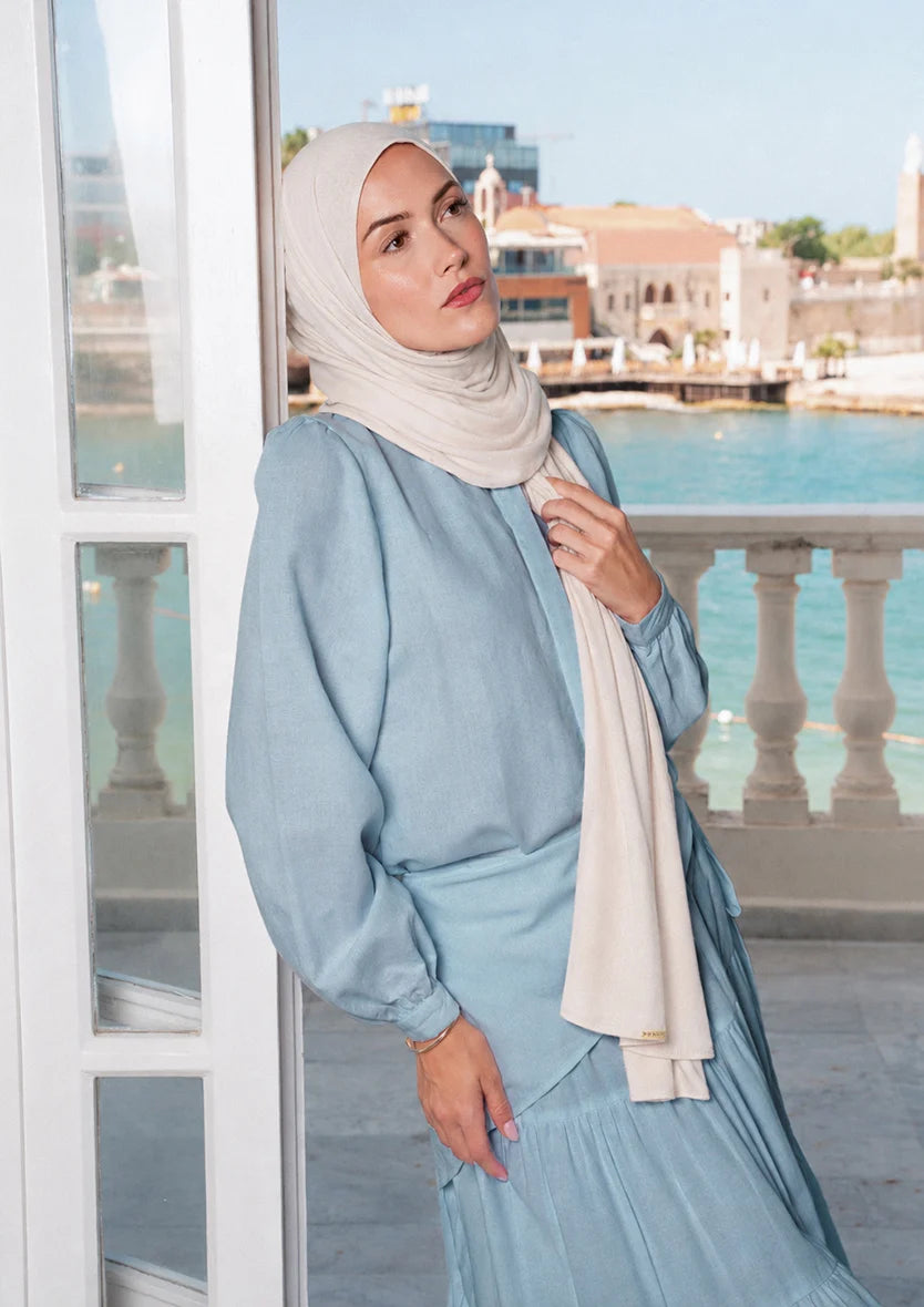Capri Ruffle Maxi Skirt - Baby Blue