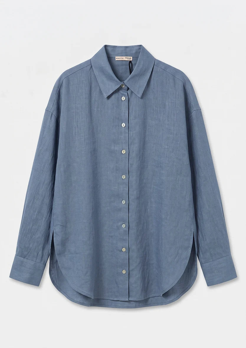 Blue -Modest Shirt 100% Italian Linen Co-ord Set