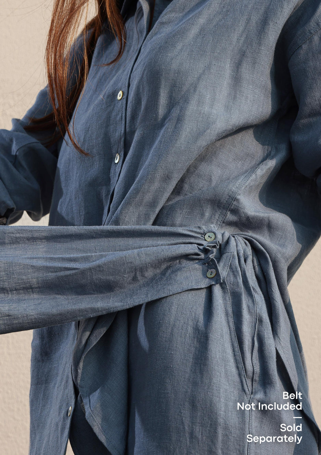 Blue -Modest Shirt 100% Italian Linen Co-ord Set