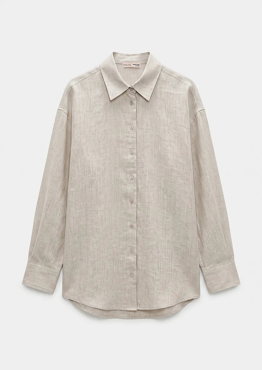 Natural -Modest Shirt 100% Italian Linen Co-ord Set