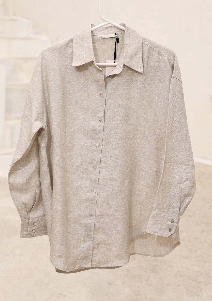Natural -Modest Shirt 100% Italian Linen Co-ord Set