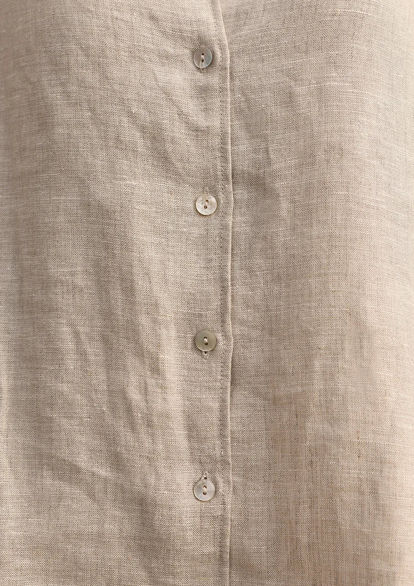 Natural -Modest Shirt 100% Italian Linen Co-ord Set