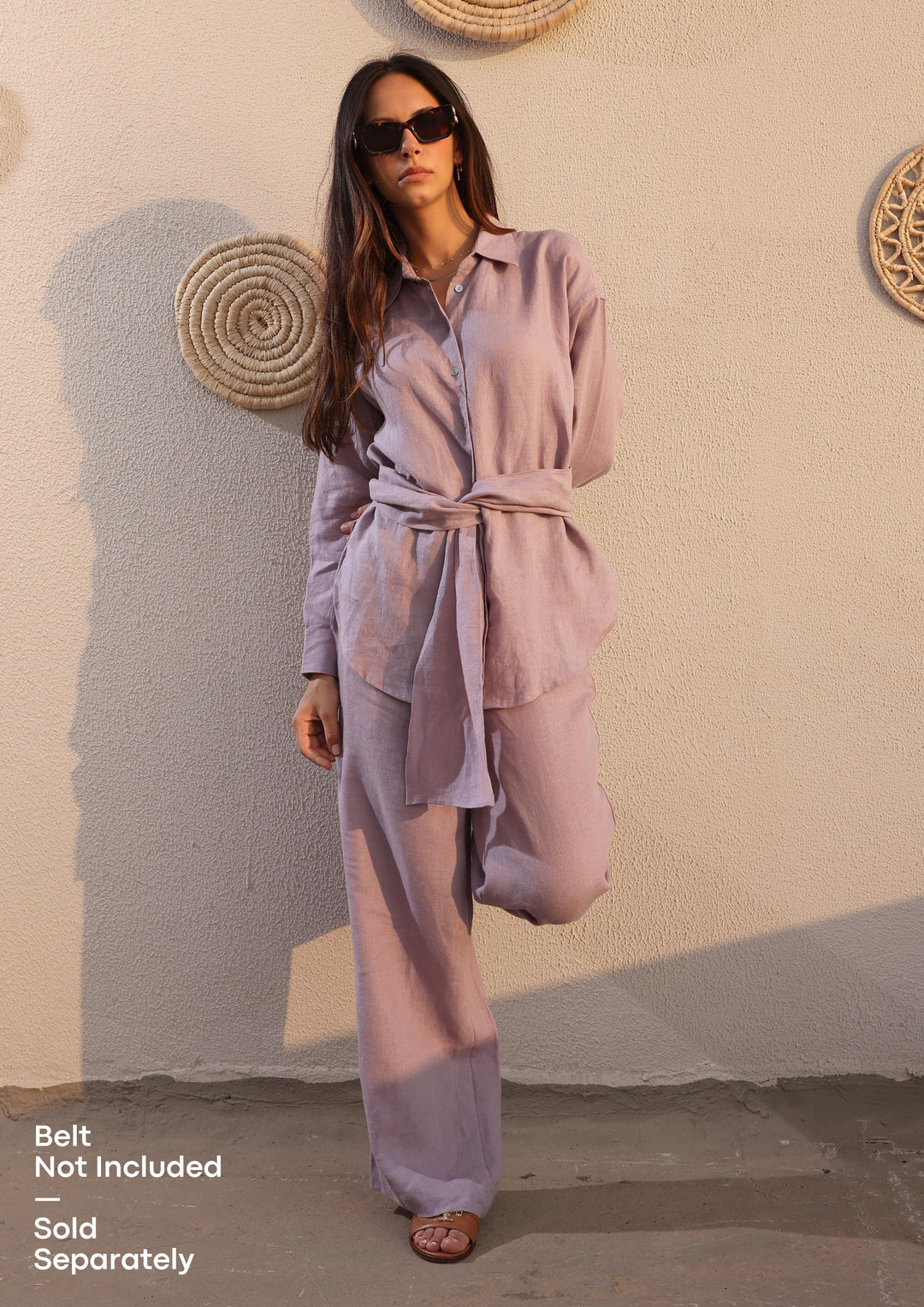 Lilac -Modest Shirt 100% Italian Linen Co-ord Set
