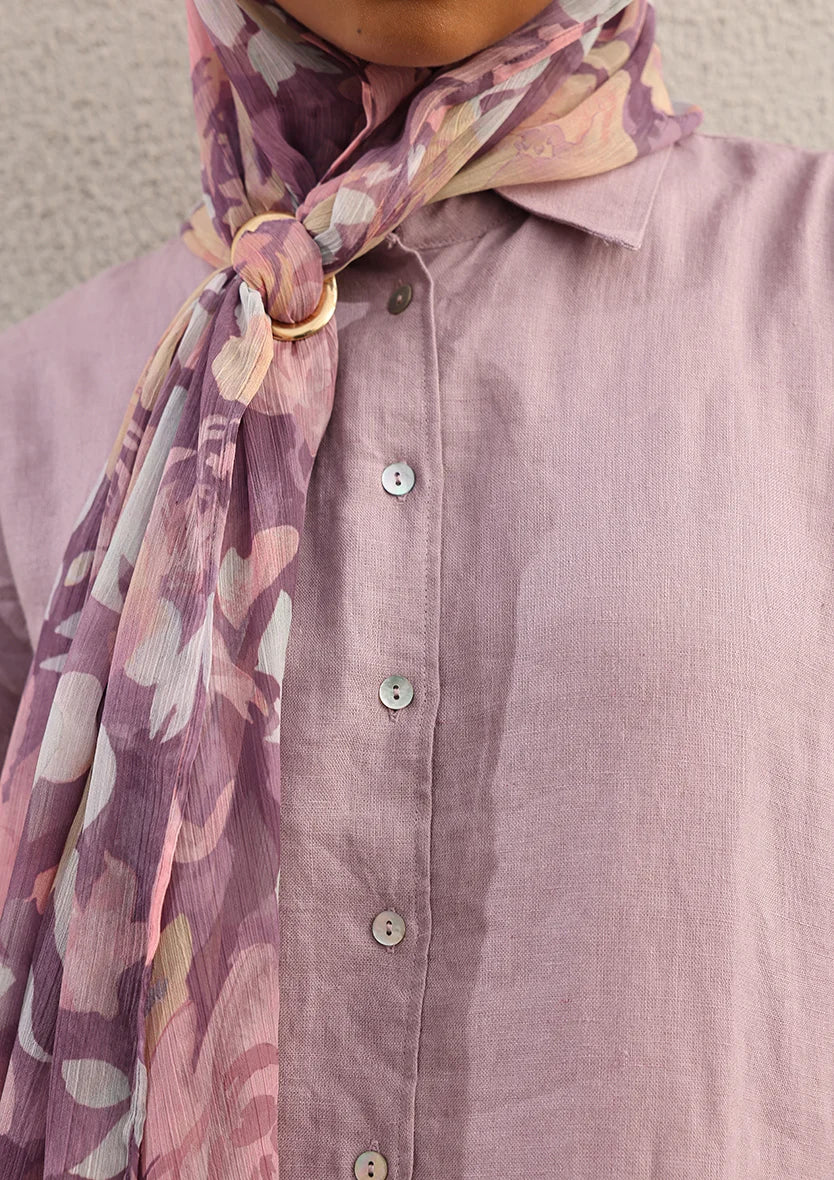 Lilac -Modest Shirt 100% Italian Linen Co-ord Set