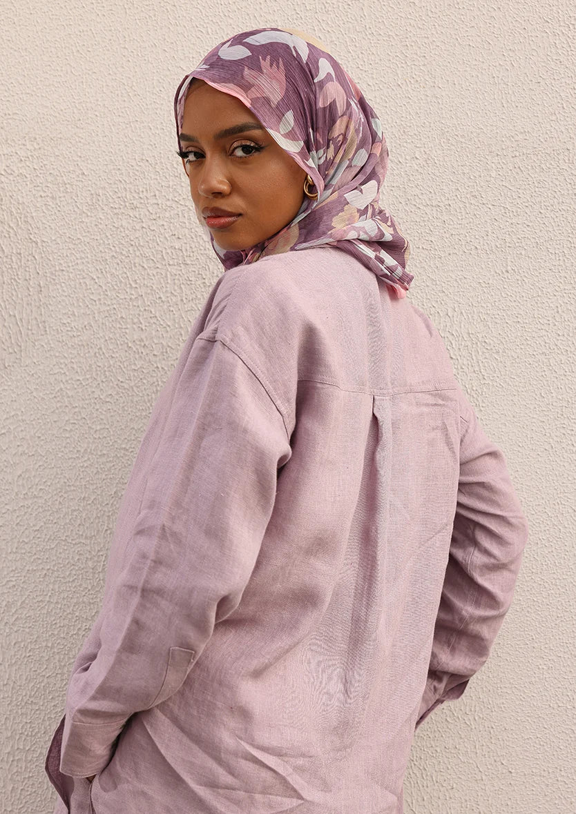 Lilac -Modest Shirt 100% Italian Linen Co-ord Set