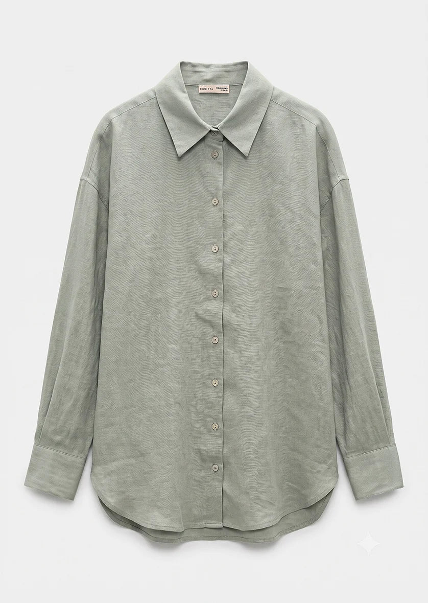 Sage -Modest Shirt 100% Italian Linen Co-ord Set