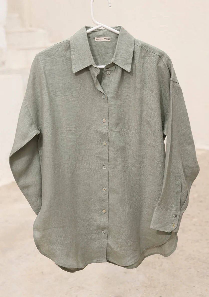 Sage -Modest Shirt 100% Italian Linen Co-ord Set