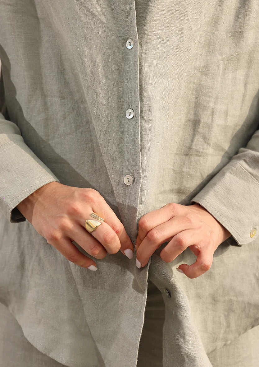 Sage -Modest Shirt 100% Italian Linen Co-ord Set