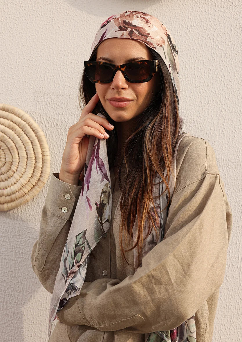 Olive -Modest Shirt 100% Italian Linen Co-ord Set