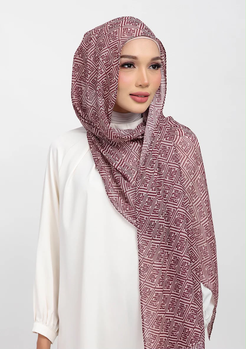 Monogram Maze Burgundy - Instant Modal Woven Lenzing®