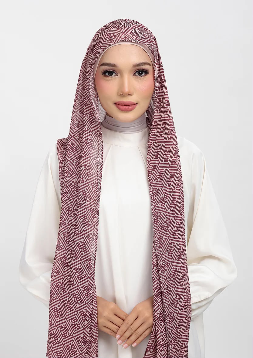 Monogram Maze Burgundy - Instant Modal Woven Lenzing®