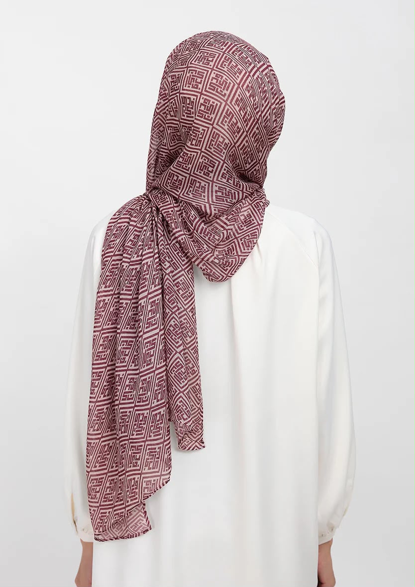 Monogram Maze Burgundy - Instant Modal Woven Lenzing®
